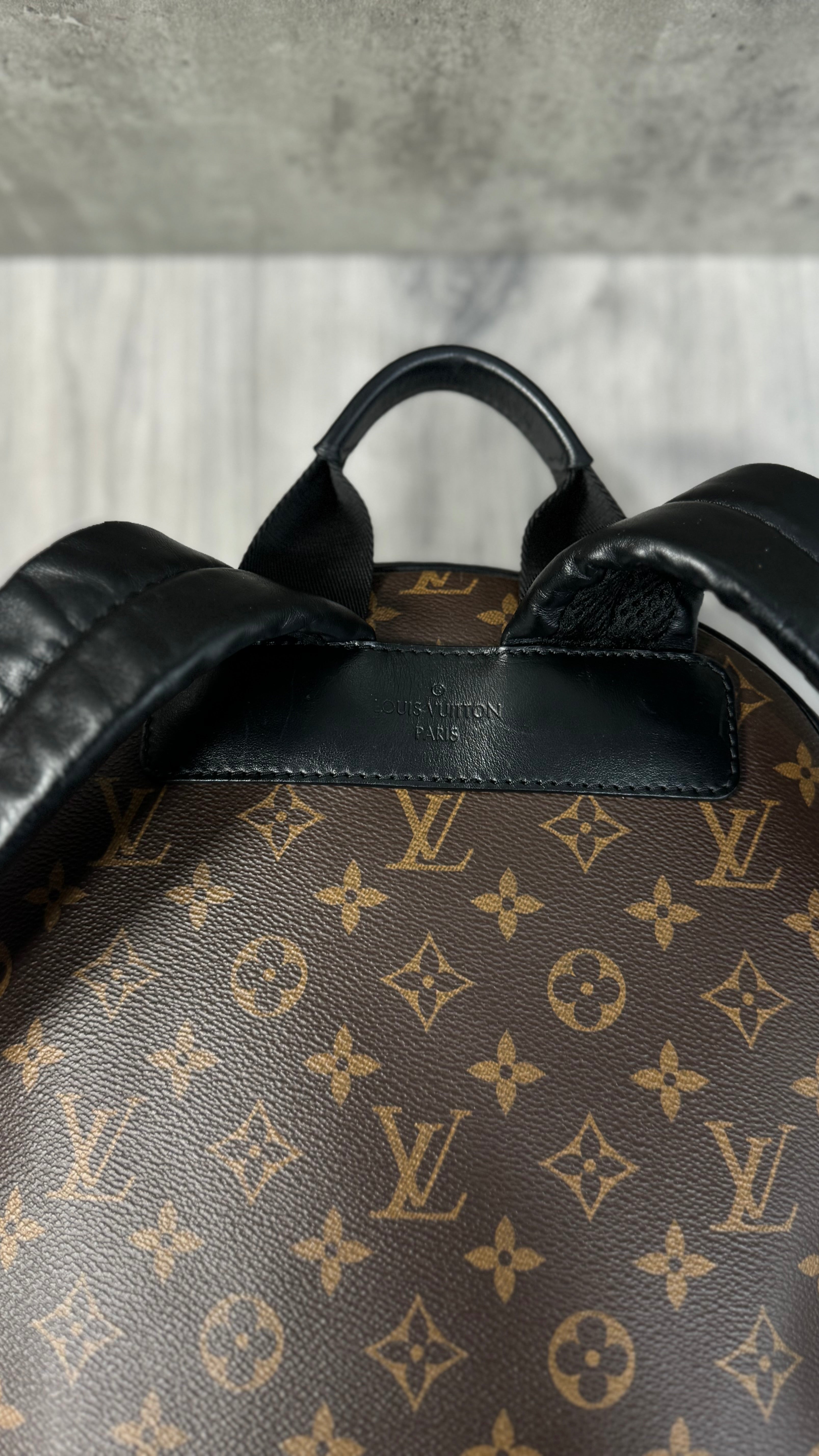 Louis Vuitton Josh Backpack In Monogram Macassar Canvas With Black Leather