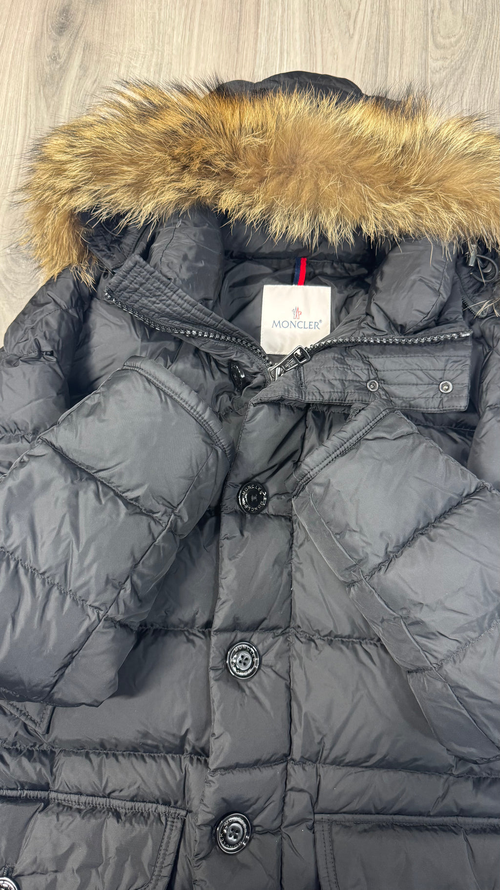 Moncler Black Cluny Parka with fur