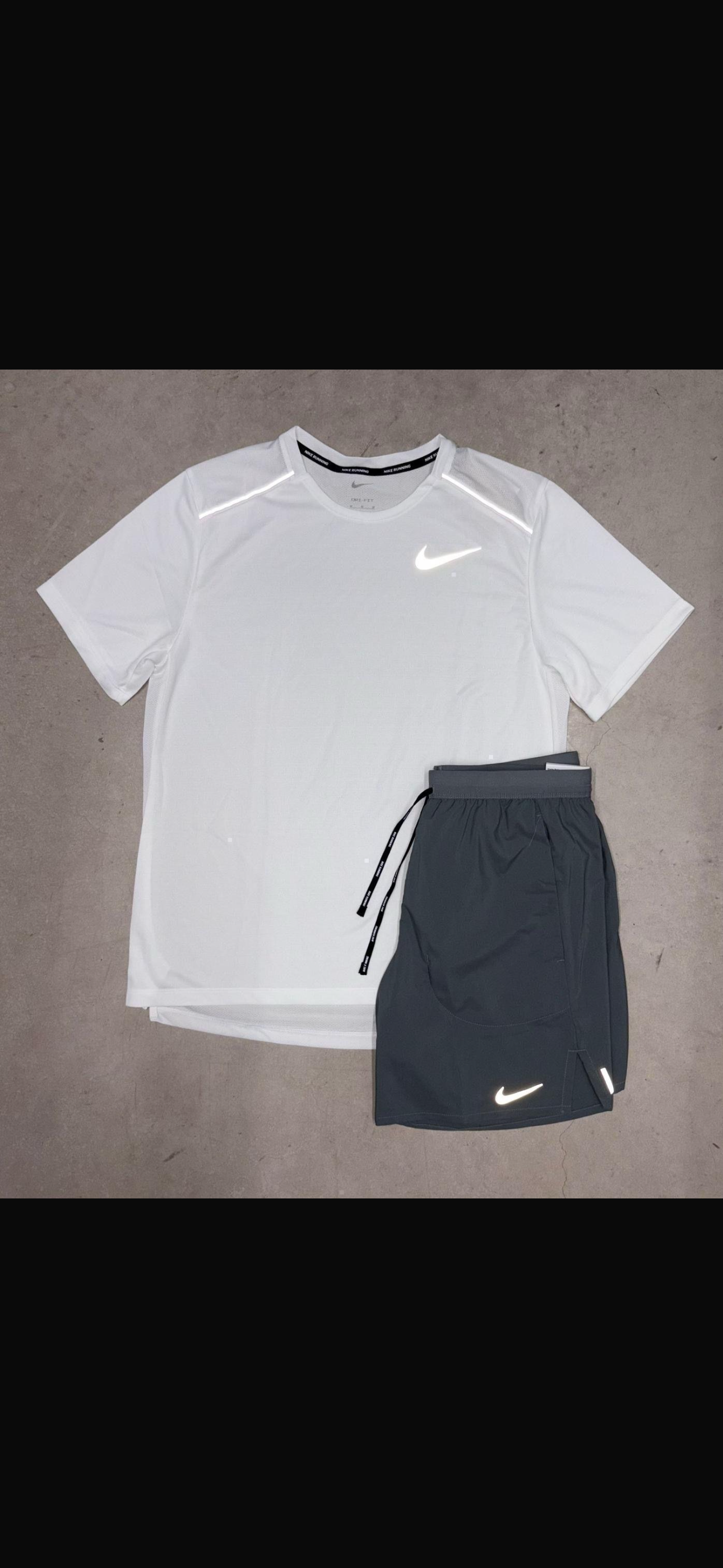 Nike Miler White T-shirt With Flex Stride shorts Set