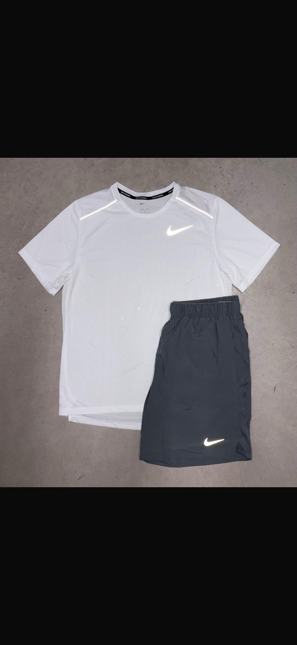 Nike White Miler T-shirt and Shorts Set