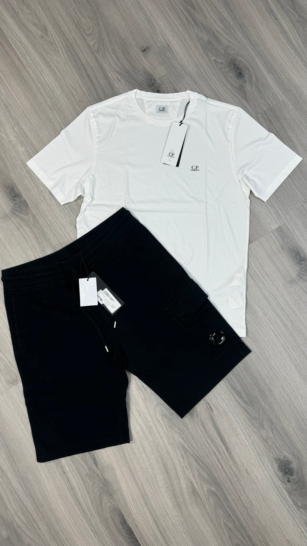 CP Company Black And White Shorts Set