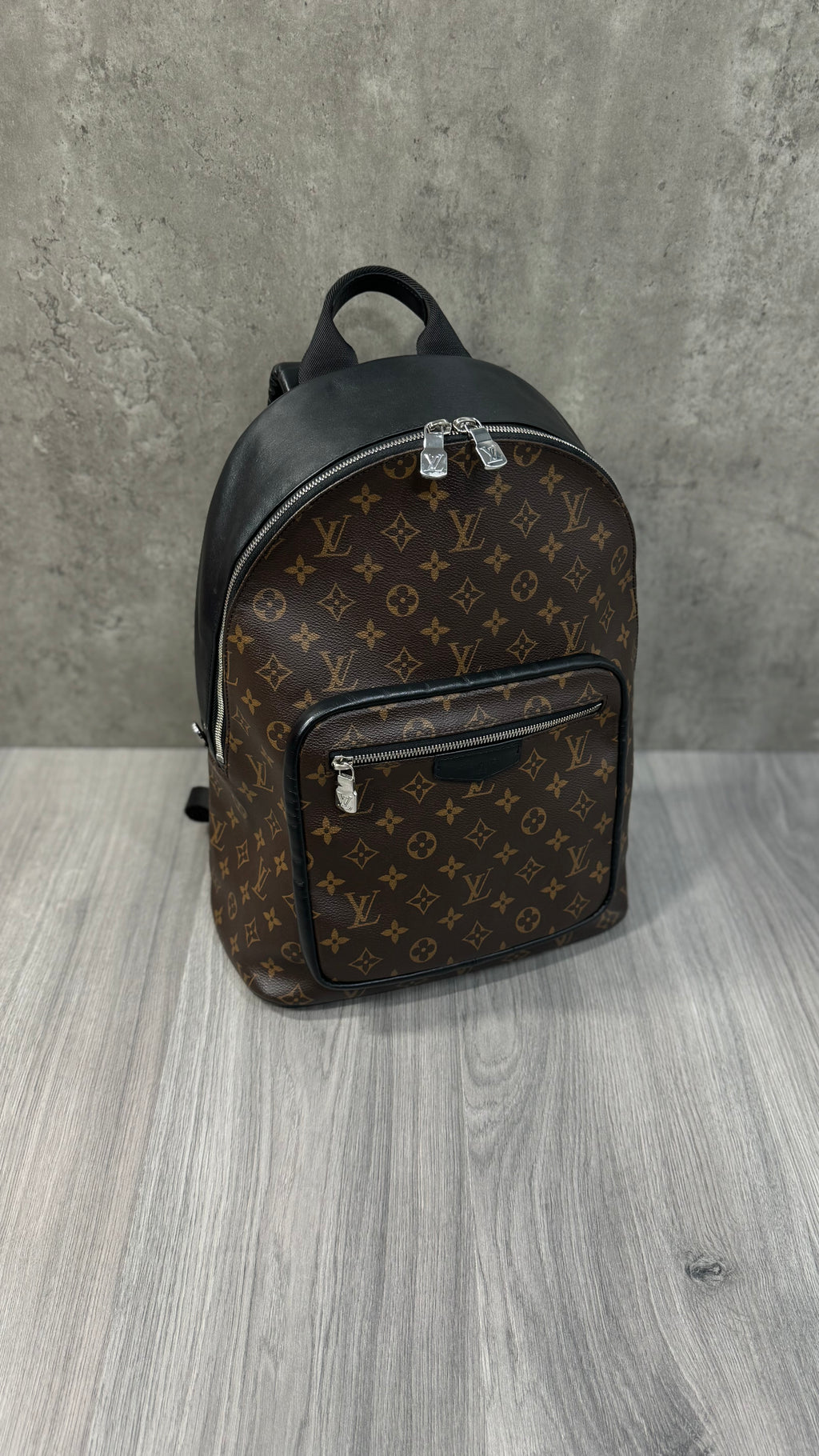 Louis Vuitton Josh Backpack In Monogram Macassar Canvas With Black Leather