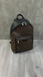 Louis Vuitton Josh Backpack In Monogram Macassar Canvas With Black Leather