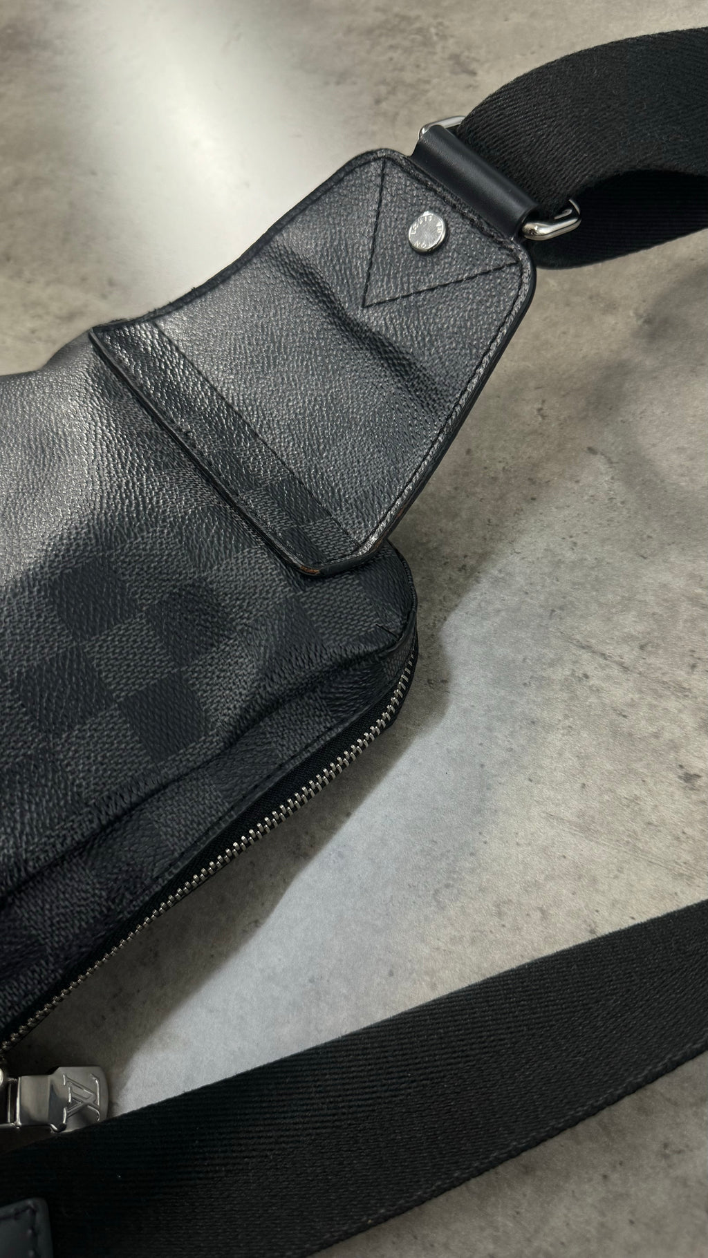 Louis Vuitton Black Sling Bag In Damier Graphite Coated Canvas